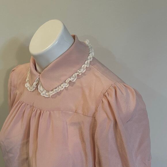 Miu Miu Silk Blouse sz 42 Peter Pan Collar Cottagecore dainty - Picture 8 of 11
